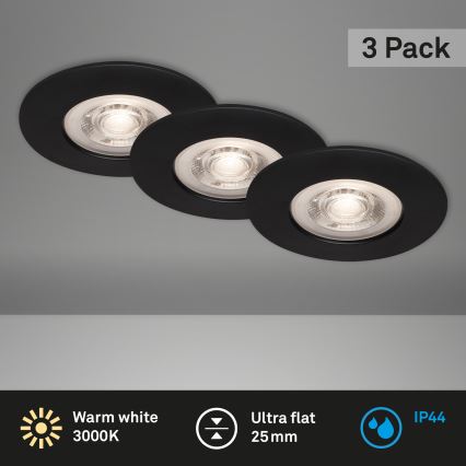 Briloner - ΣΕΤ 3x Κρεμαστό φωτιστικό οροφής μπάνιου LED LED/4,9W/230V IP44 μαύρο