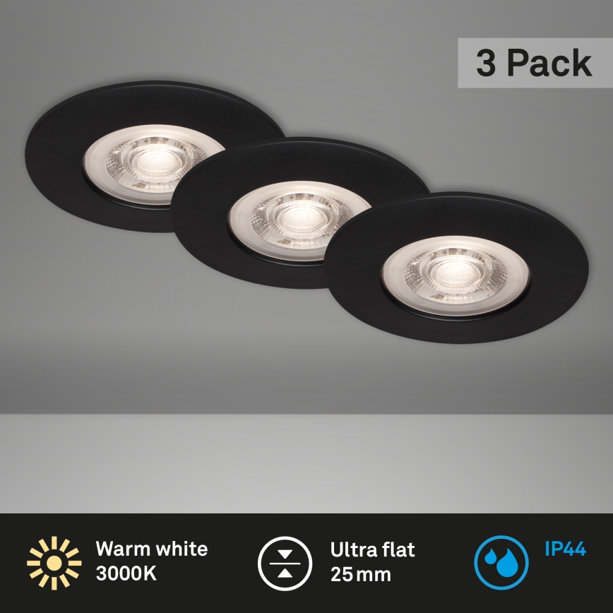 Briloner - ΣΕΤ 3x Κρεμαστό φωτιστικό οροφής μπάνιου LED LED/4,9W/230V IP44 μαύρο