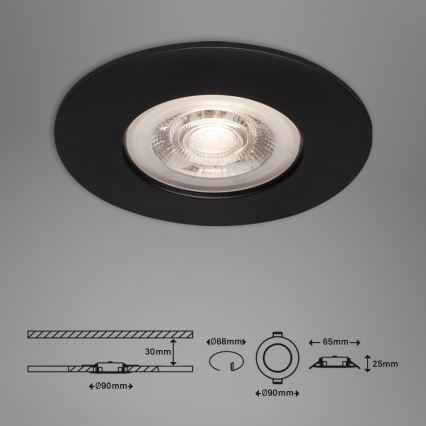 Briloner - ΣΕΤ 3x Κρεμαστό φωτιστικό οροφής μπάνιου LED LED/4,9W/230V IP44 μαύρο