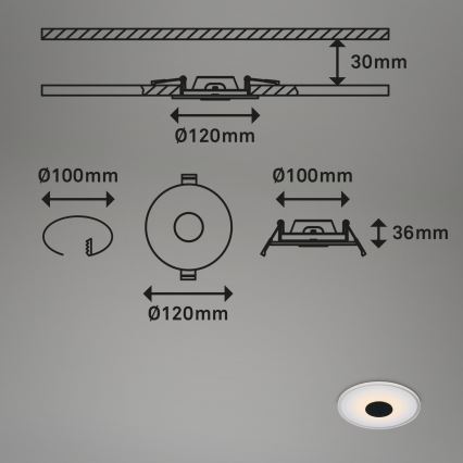 Briloner - ΣΕΤ 3x Κρεμαστό φωτιστικό οροφής μπάνιου LED LED/6W/230V IP44 μαύρο