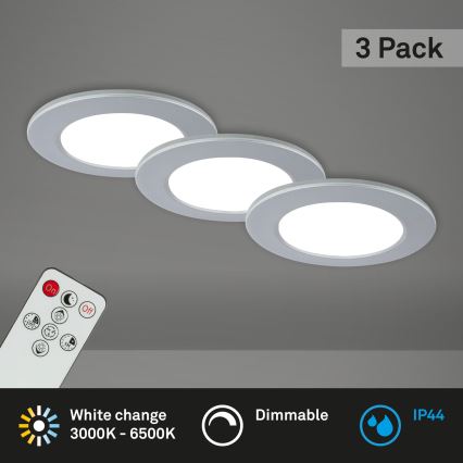 Briloner - ΣΕΤ 3x LED Dimmable χωνευτό φωτιστικό μπάνιου LED/4,8W/230V 3000-6500K IP44 + τηλεχειριστήριο