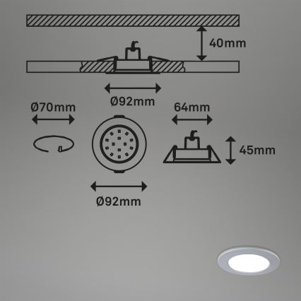 Briloner - ΣΕΤ 3x LED Dimmable χωνευτό φωτιστικό μπάνιου LED/4,8W/230V 3000-6500K IP44 + τηλεχειριστήριο