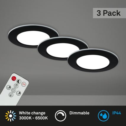 Briloner - ΣΕΤ 3x LED Dimmable χωνευτό φωτιστικό μπάνιου LED/4,8W/230V 3000-6500K IP44 + τηλεχειριστήριο