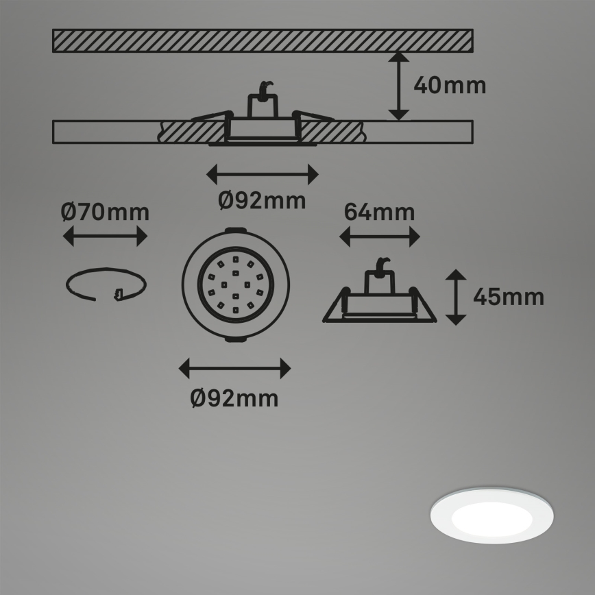 Briloner - ΣΕΤ 3x RGBW LED Dimmable χωνευτό φωτιστικό μπάνιου LED/4,8W/230V 3000-6500K IP65 + τηλεχειριστήριο