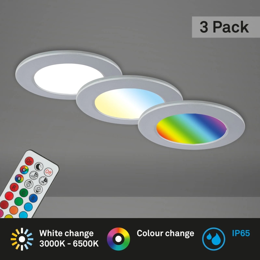 Briloner - ΣΕΤ 3x LED RGBW Κρεμαστό φωτιστικό οροφής μπάνιου dimmimg LED/4,8W/230V 3000-6500K IP65 + τηλεχειριστήριο