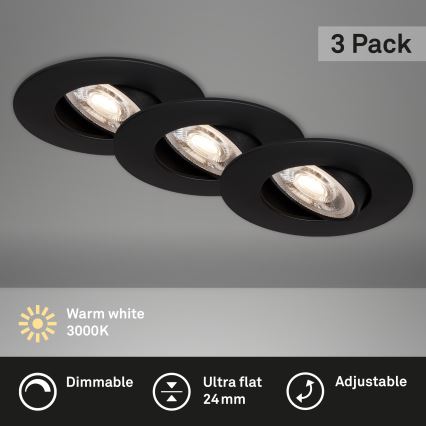 Briloner - ΣΕΤ 3x Φωτιστικό μπάνιου dimming LED LED/4,9W/230V IP23