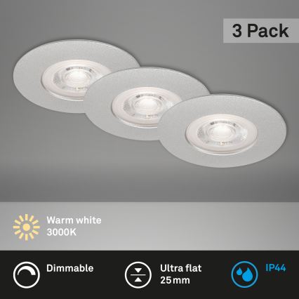 Briloner - ΣΕΤ 3x Φωτιστικό μπάνιου dimming LED LED/4,9W/230V IP44