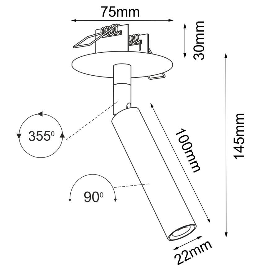 Brosline - Χωνευτό φωτιστικό σποτ οροφής 1xG9/2,5W/230V μαύρο