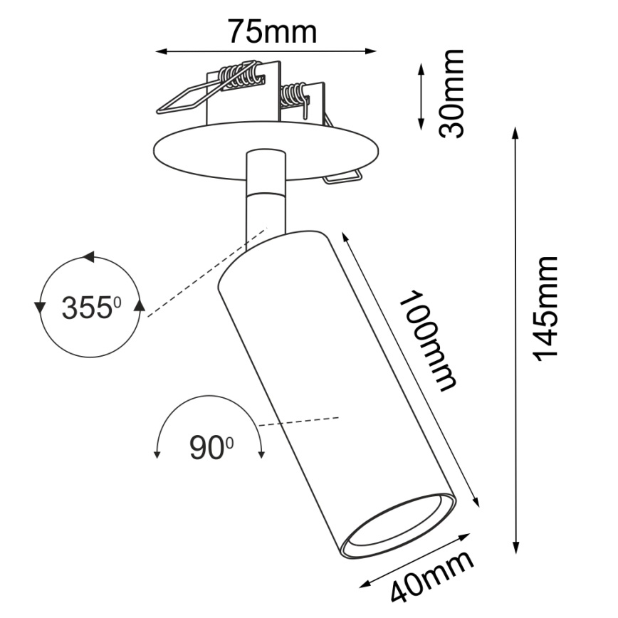 Brosline - Εντοιχισμένο σποτ οροφής 1xGU10/4W/230V μαύρο