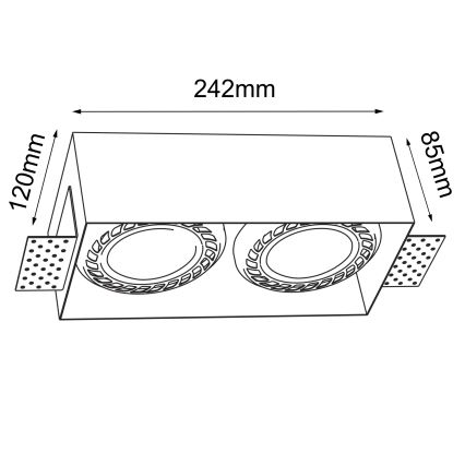 Brosline - Εντοιχιζόμενο φωτιστικό οροφής 2xGU10/18W/230V μαύρο