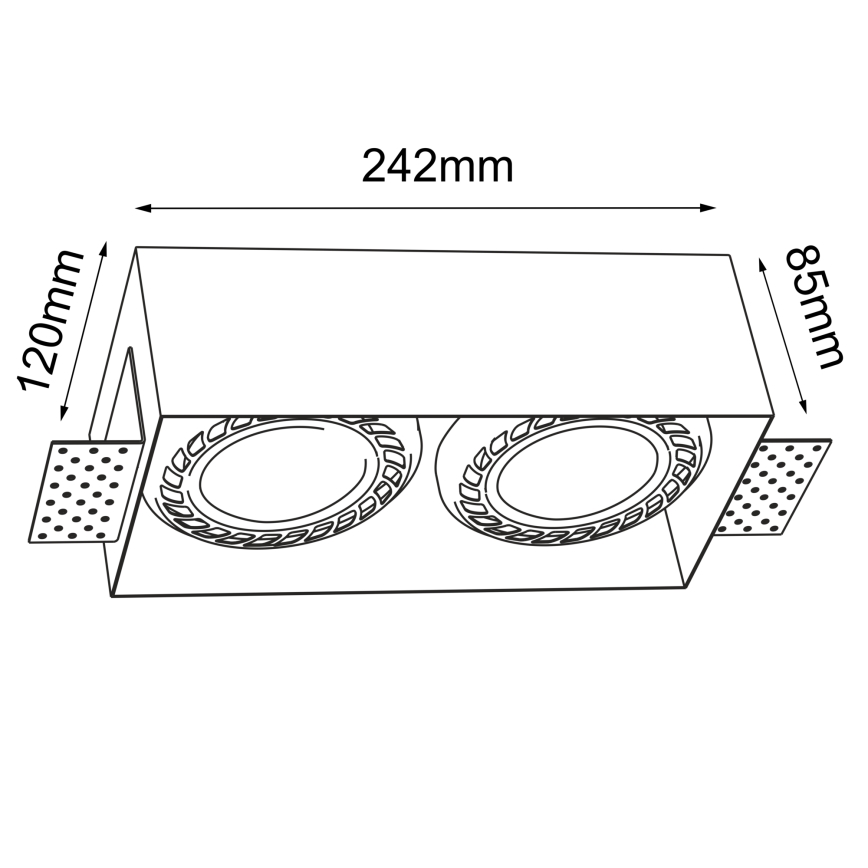 Brosline - Εντοιχιζόμενο φωτιστικό οροφής 2xGU10/18W/230V μαύρο