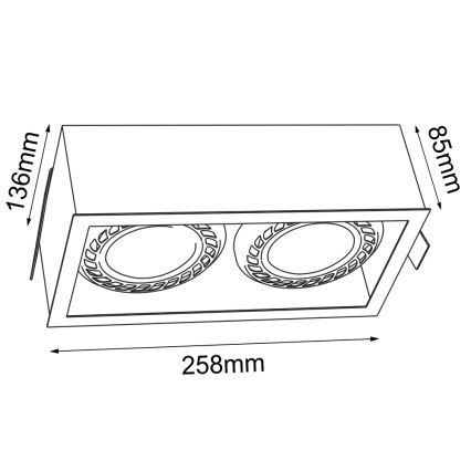 Brosline - Εντοιχισμένο φωτιστικό οροφής 2xGU10/18W/230V λευκό