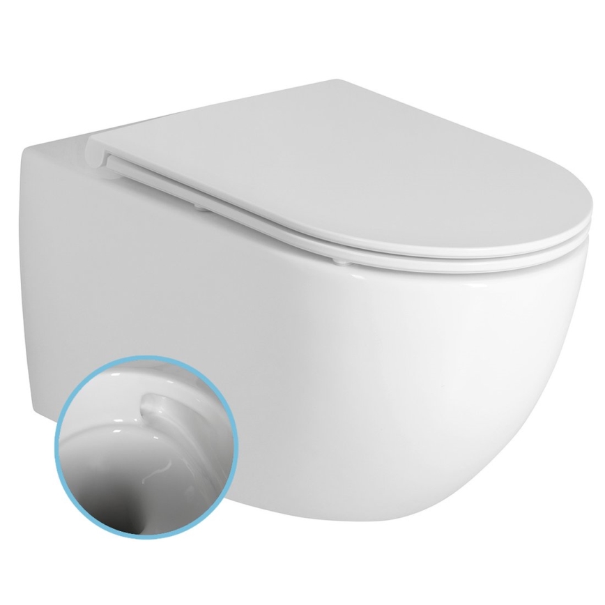 Bruckner - Κρεμαστή λεκάνη τουαλέτας Vortex Rimless FULDA κεραμικό/λευκό