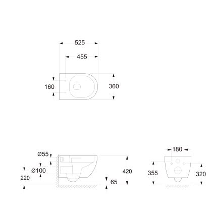 Bruckner - Κρεμαστή λεκάνη τουαλέτας Vortex Rimless FULDA κεραμικό/λευκό