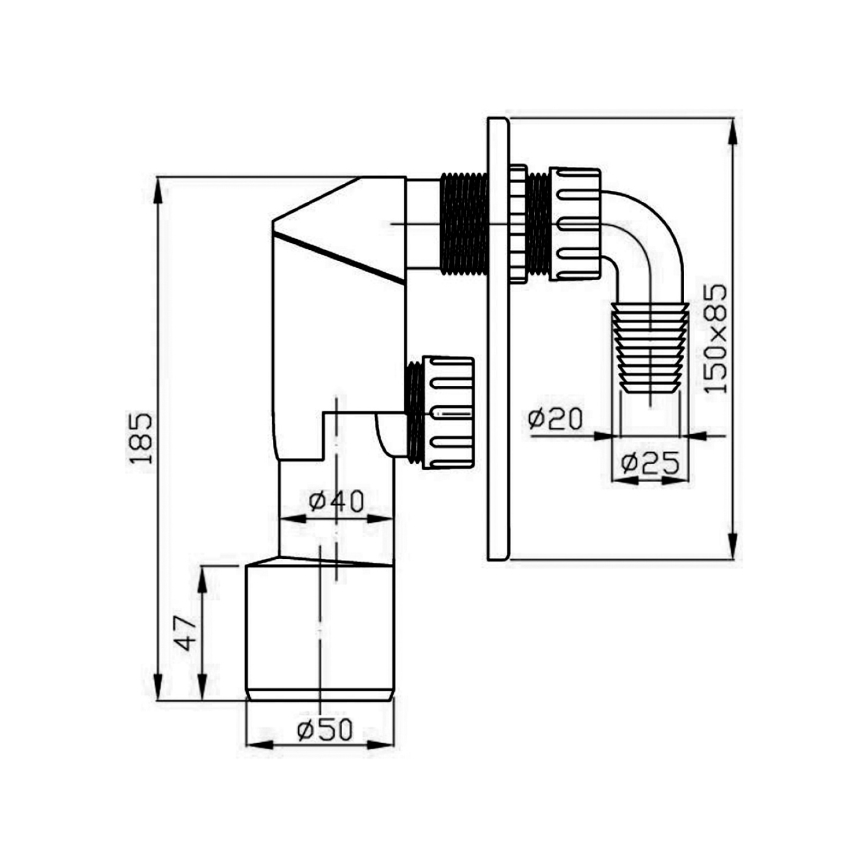 Bruckner - Σιφώνι πλυντηρίουεντοιχισμού DN40/50 polished ανοξείδωτο ατσάλι