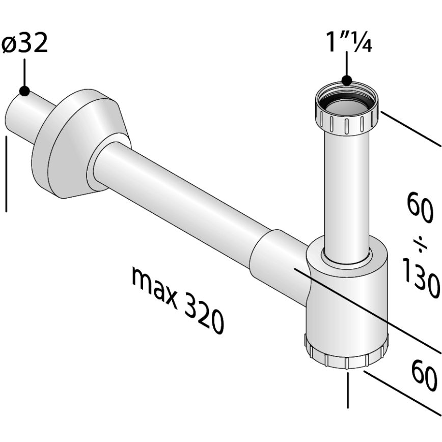 Bruckner - Σιφώνι νιπτήρος CRONO DN32 λευκό