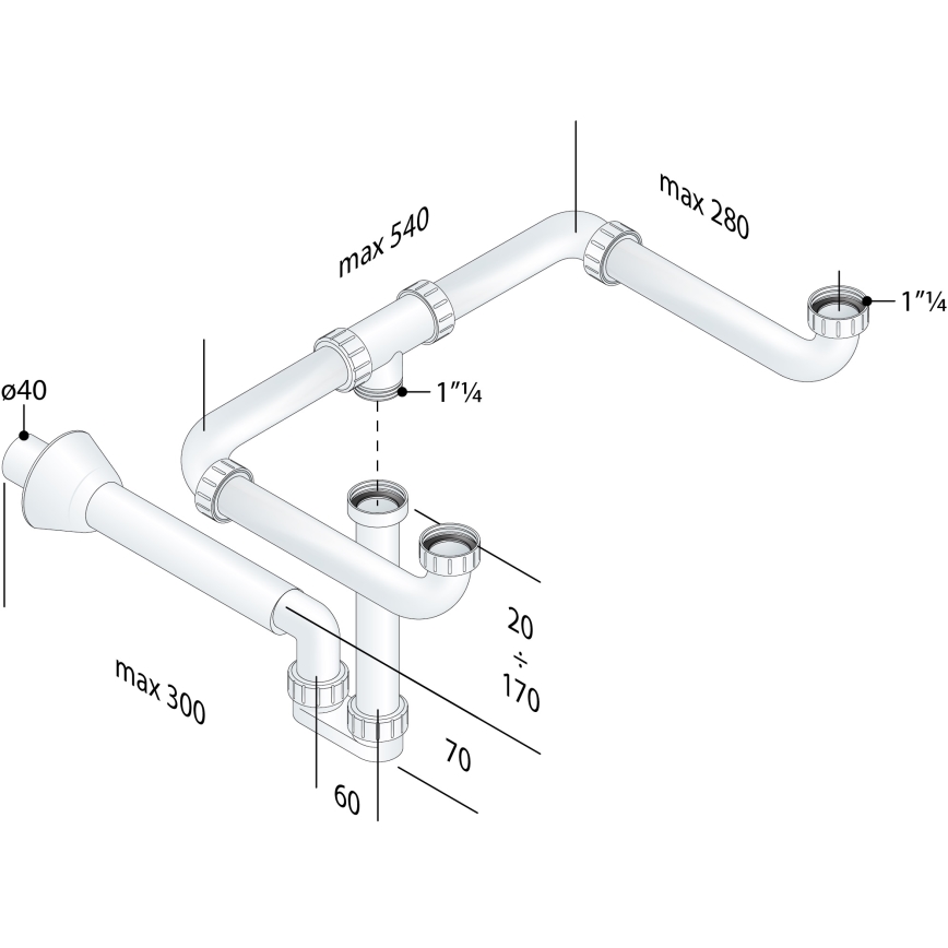 Bruckner - Σιφώνι νεροχύτη σωληνωτό διπλό MOSQUITO DN40 λευκό
