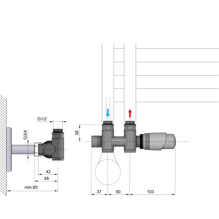 Bruckner - Σετ θερμοστατικοί διακόπτες  για κεντρική σύνδεση WICHER COMBI ματ μαύρο