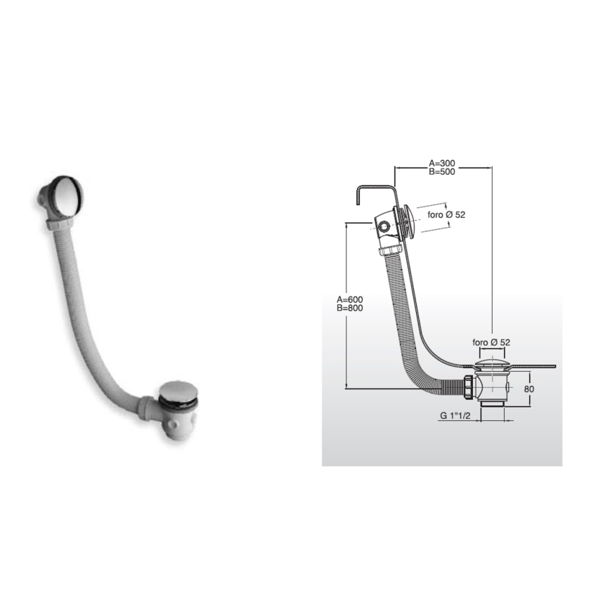 Bruckner - Σετ μπάνιου CLICK-CLACK λευκό/γυαλιστερό χρώμιο