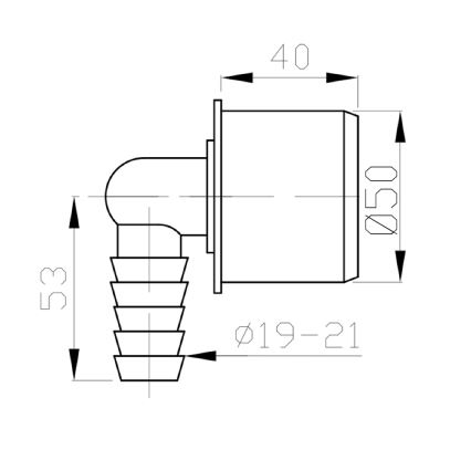 Bruckner - Σύνδεσμος αποχέτευσης πλυντηρίου γωνία DN50 19-21 mm