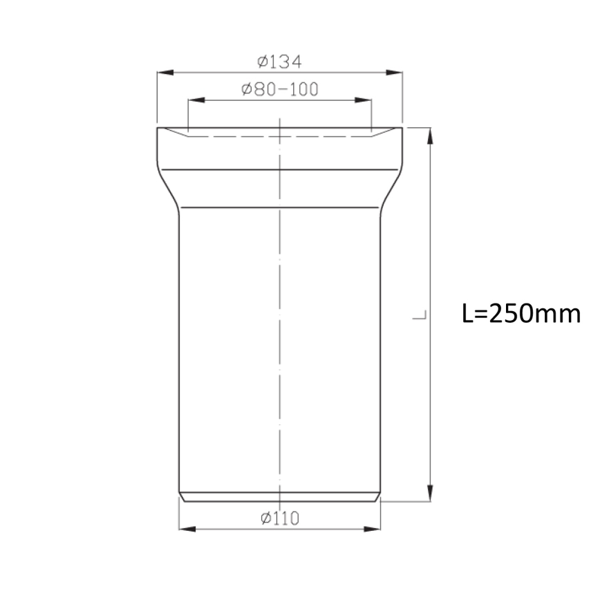 Bruckner - Έξοδος - Σύνδεση λεκάνης ευθεία 25 cm λευκό