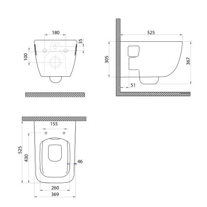 Bruckner - Κρεμαστή λεκάνη WC Rimless WALTER κεραμικό/λευκό