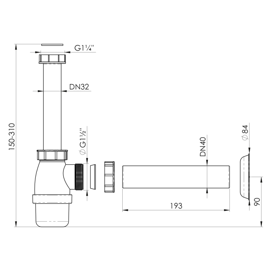 Bruckner - Μπαταρία νιπτήρος DN40 λευκό