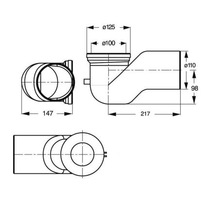 Bruckner - Σύνδεσμος λεκάνης τουαλέτας γωνία 90° Offset 11 cm λευκό