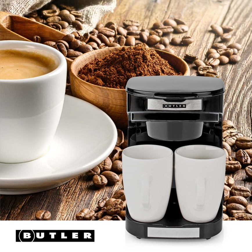 Butler - Καφετιέρα για δύο φλιτζάνια 450W/230V μαύρη