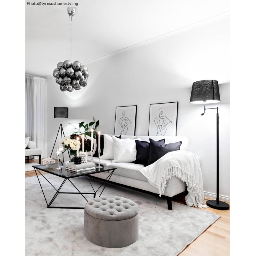 ByRydens - Επιδαπέδιο φωτιστικό LED ORLANDO 1xE27/5W/230V + LED/3W μαύρο διάμ. 36 εκ.