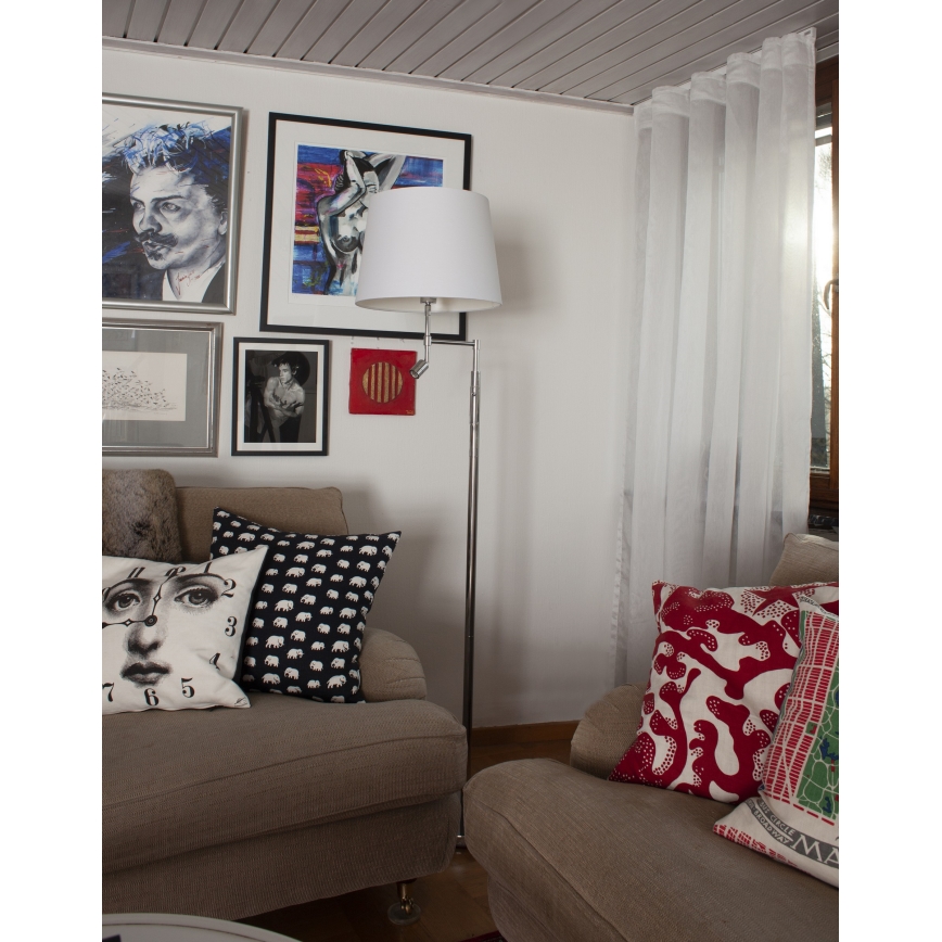 ByRydens - Επιδαπέδια λάμπα LED ORLANDO 1xE27/5W/230V + LED/3W λευκό/γυαλιστερό χρώμιο διάμετρος 36 cm