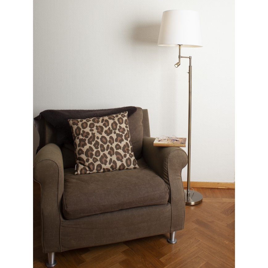 ByRydens - Επιδαπέδια λάμπα LED ORLANDO 1xE27/5W/230V + LED/3W λευκό/μπρονζέ διάμετρος 36 cm