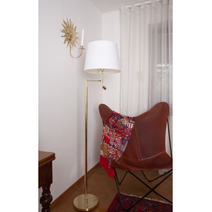 ByRydens - Επιδαπέδια λάμπα LED ORLANDO 1xE27/5W/230V + LED/3W λευκό/χρυσό διάμετρος 36 cm