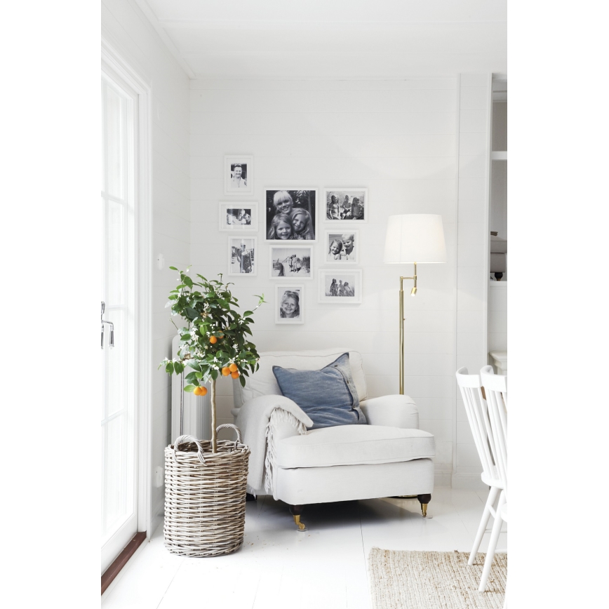 ByRydens - Επιδαπέδια λάμπα LED ORLANDO 1xE27/5W/230V + LED/3W λευκό/χρυσό διάμετρος 36 cm