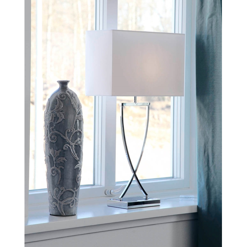 ByRydens - Επιτραπέζιο φωτιστικό OMEGA 1xE27/5W/230V λευκό/γυαλισμένο χρώμιο