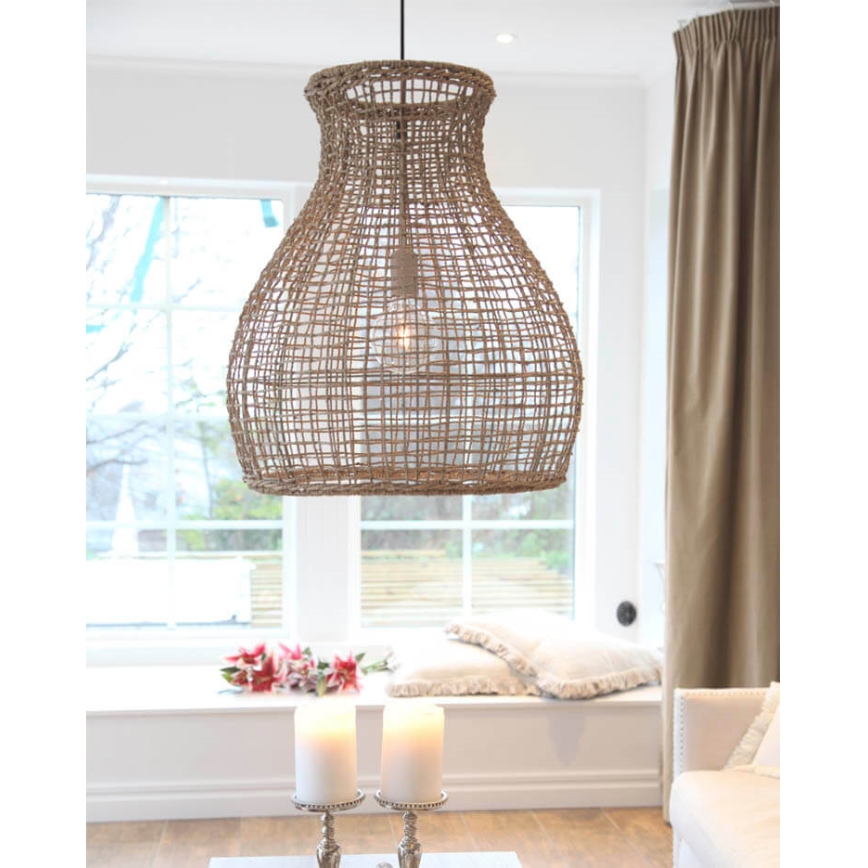 ByRydens - Κρεμαστό φωτιστικό οροφής SEAGRASS 1xE27/8W/230V μπεζ διάμετρος 49 cm