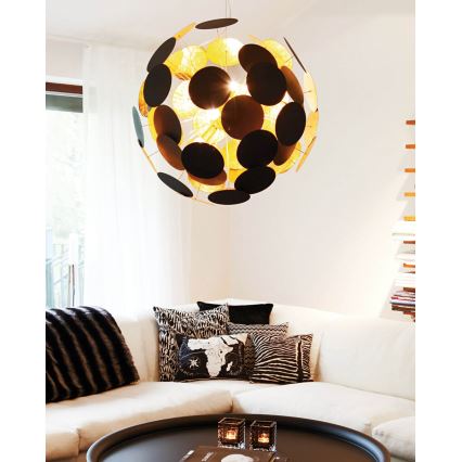 ByRydens - Κρεμαστό φωτιστικό οροφής PLANET 4xE14/5W/230V μαύρο/χρυσό διάμετρος 50 cm