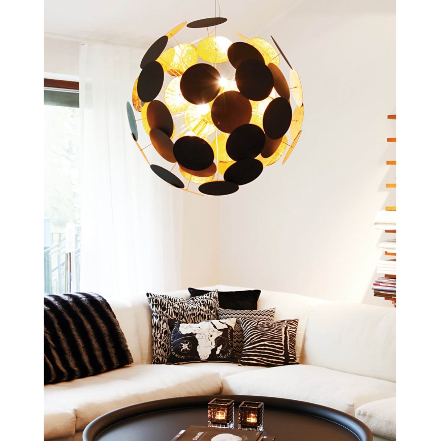 ByRydens - Κρεμαστό φωτιστικό οροφής PLANET 4xE14/5W/230V μαύρο/χρυσό διάμετρος 50 cm