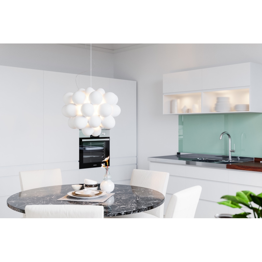 ByRydens - Κρεμαστό φωτιστικό οροφής GROSS 8xG9/4W/230V λευκό διάμετρος 50 cm