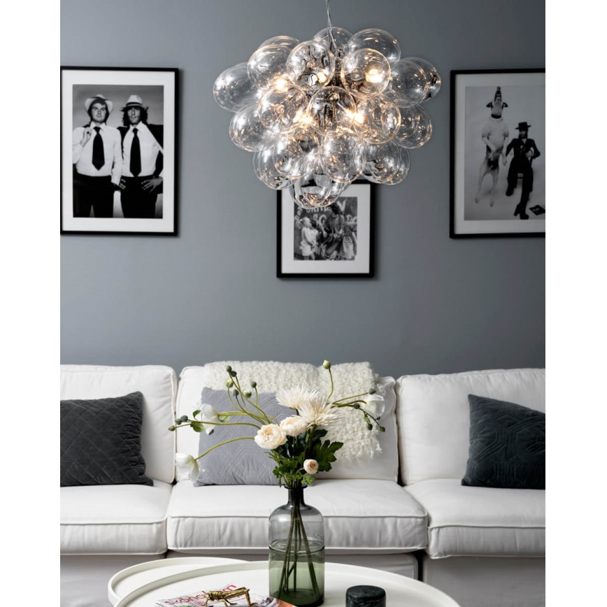 ByRydens - Κρεμαστό φωτιστικό οροφής GROSS 8xG9/4W/230V διαφανές διάμετρος 50 cm