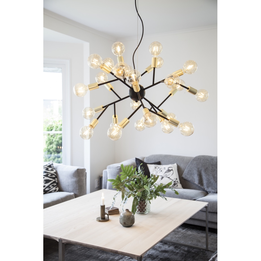 ByRydens - Κρεμαστό φωτιστικό οροφής HEROES 24xE27/5W/230V μαύρο διάμετρος 80 cm