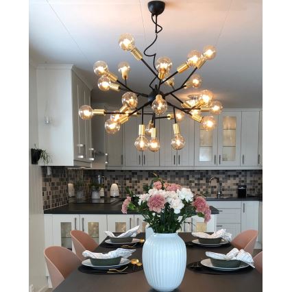 ByRydens - Κρεμαστό φωτιστικό οροφής HEROES 24xE27/5W/230V μαύρο διάμετρος 80 cm