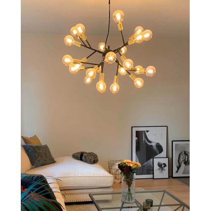 ByRydens - Κρεμαστό φωτιστικό οροφής HEROES 24xE27/5W/230V μαύρο διάμετρος 80 cm