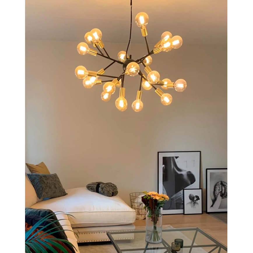 ByRydens - Κρεμαστό φωτιστικό οροφής HEROES 24xE27/5W/230V μαύρο διάμετρος 80 cm