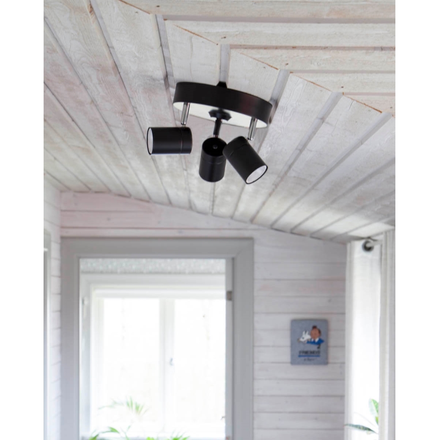 ByRydens - Φωτιστικό σποτ CORRECT 3xGU10/7W/230V μαύρο διάμετρος 20 cm