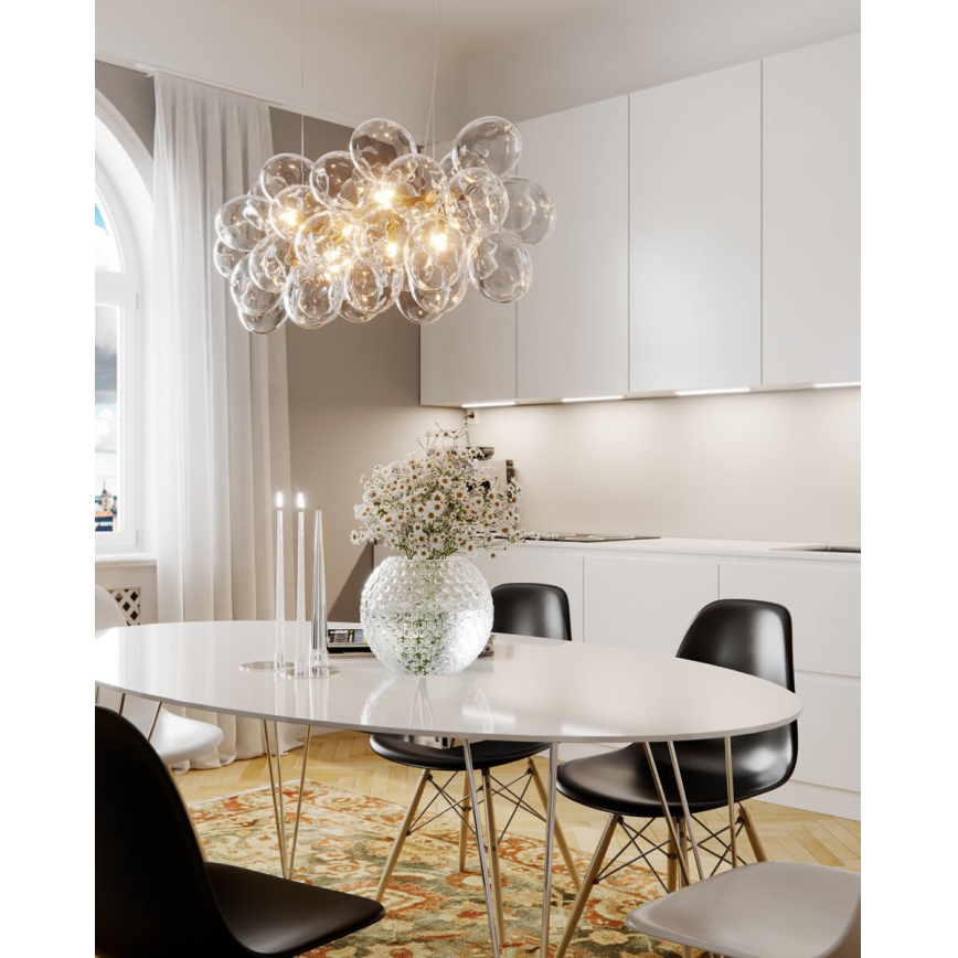 ByRydens - Κρεμαστό φωτιστικό με καλώδιο GROSS BAR 8xG9/8W/230V διάφανο