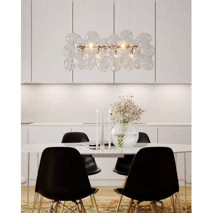 ByRydens - Κρεμαστό φωτιστικό με καλώδιο GROSS BAR 8xG9/8W/230V διάφανο