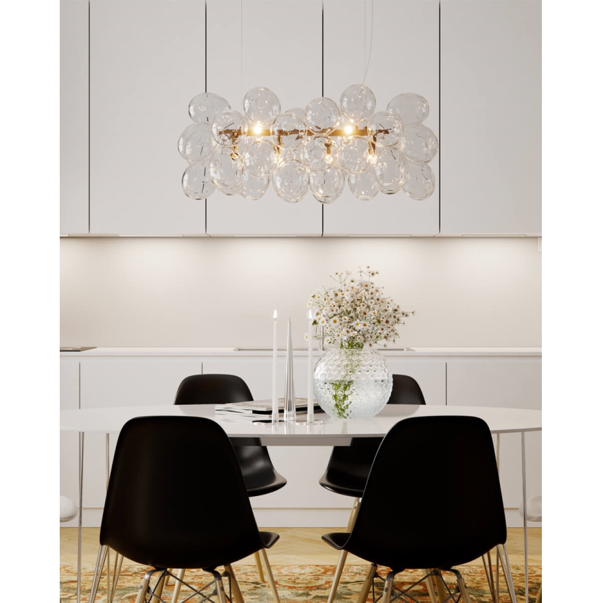ByRydens - Κρεμαστό φωτιστικό με καλώδιο GROSS BAR 8xG9/8W/230V διάφανο