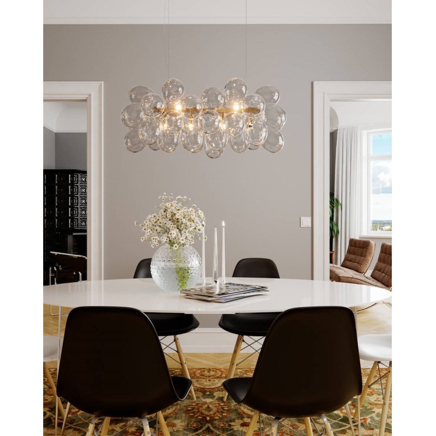 ByRydens - Κρεμαστό φωτιστικό με καλώδιο GROSS BAR 8xG9/4W/230V διάφανο