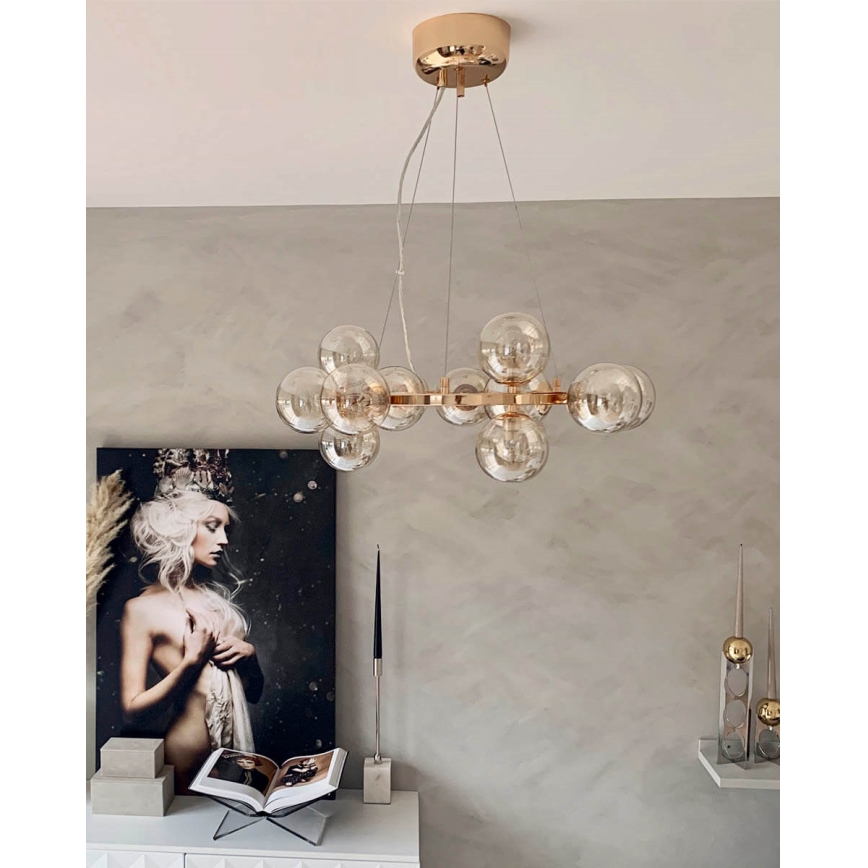 ByRydens - Κρεμαστό φωτιστικό οροφής SPLENDOR 15xG9/5W/230V φιμέ/καφέ διάμετρος 58 cm